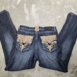 Grace in LA Womens Size 7M Easy Fit Denim Jeans BLue Size 7M Embroidered Jeweled